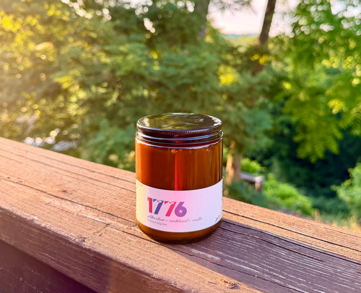 1776 Candle Glass Amber Jar 8oz