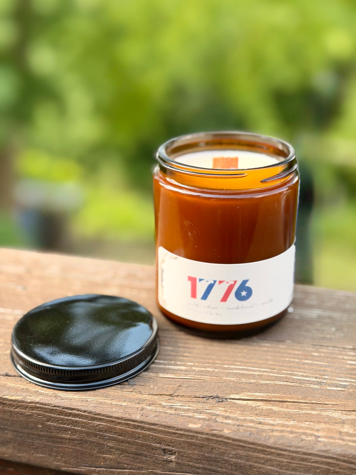 1776 Candle Glass Amber Jar 8oz