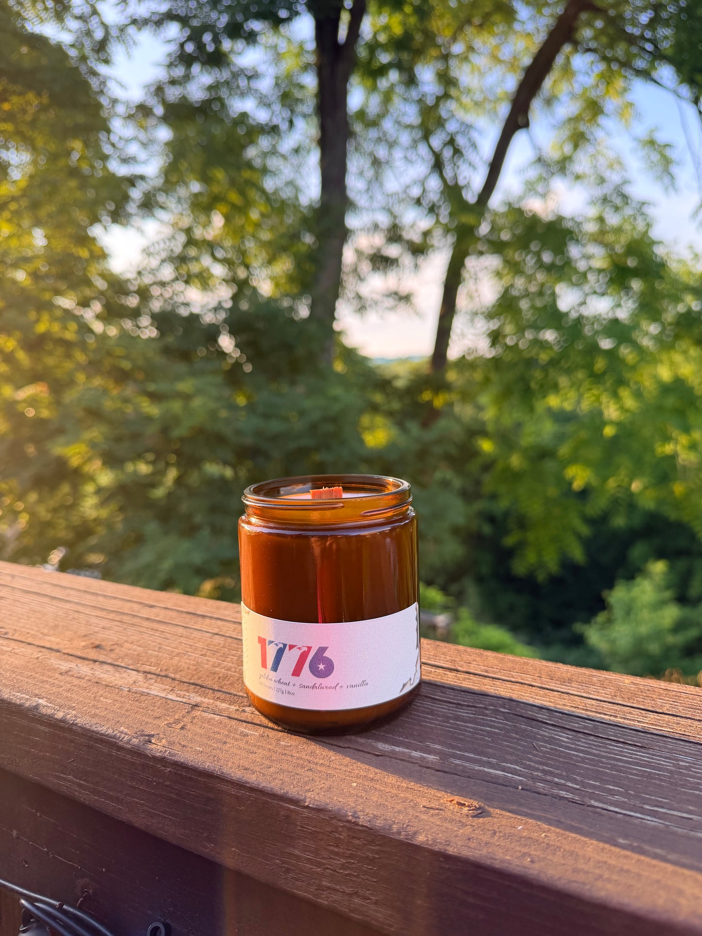 1776 Candle Glass Amber Jar 8oz