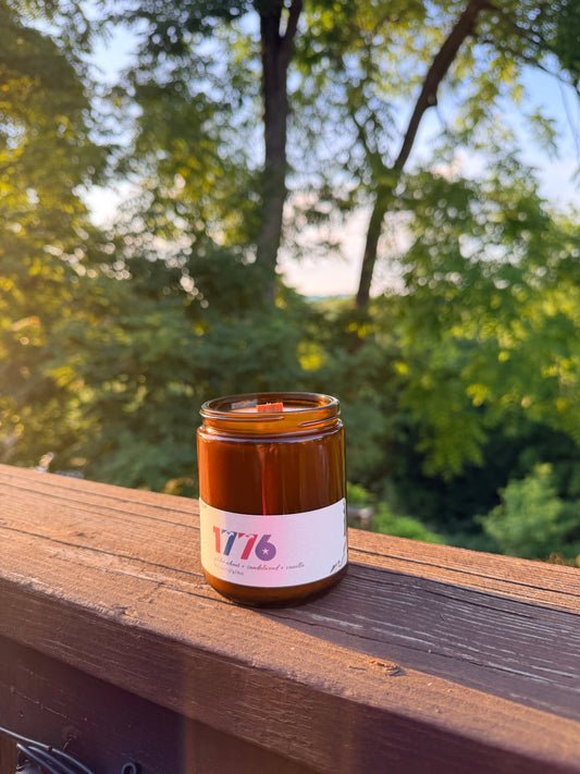 1776 Candle Glass Amber Jar 8oz