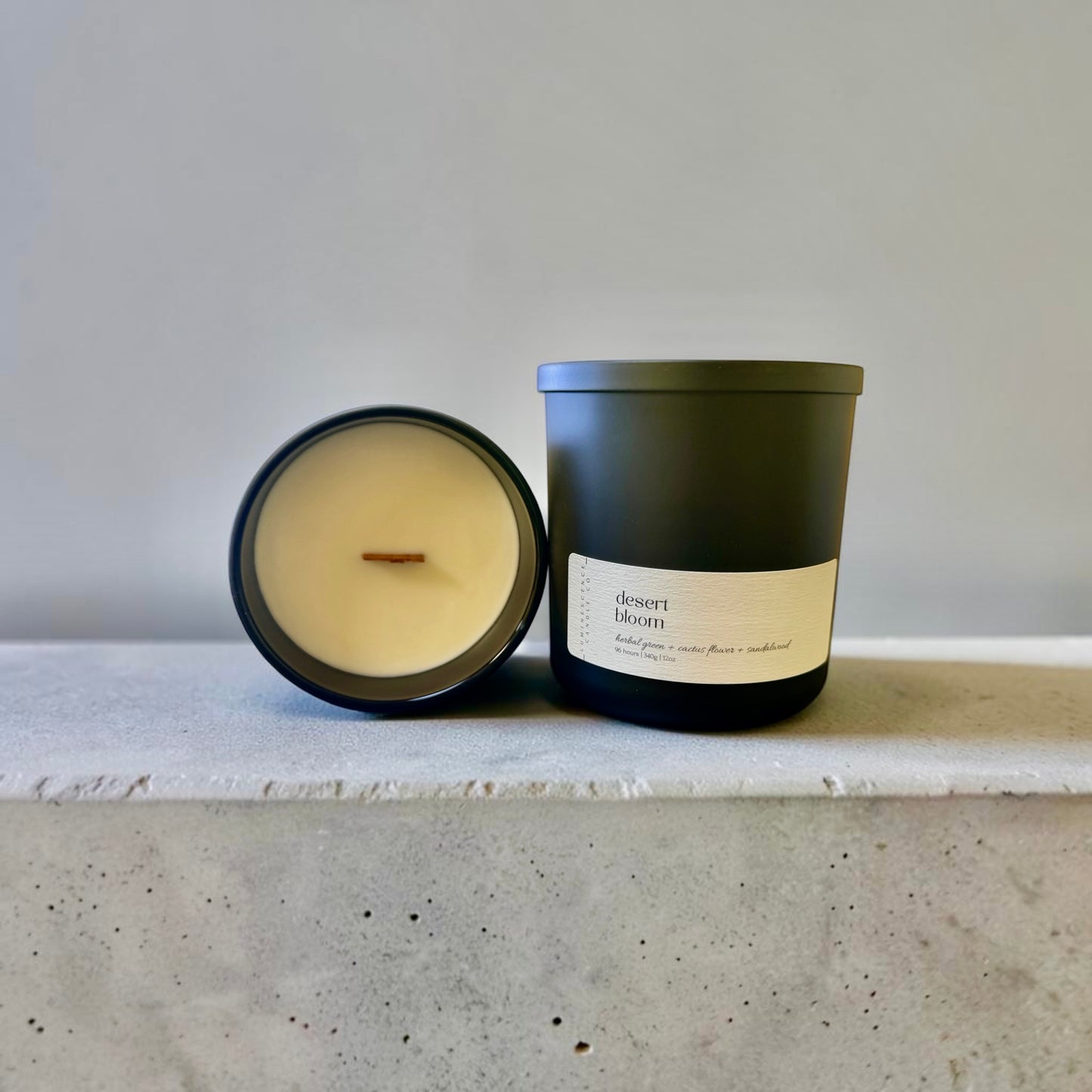 Luxe Glow Black Glass Candle 12oz