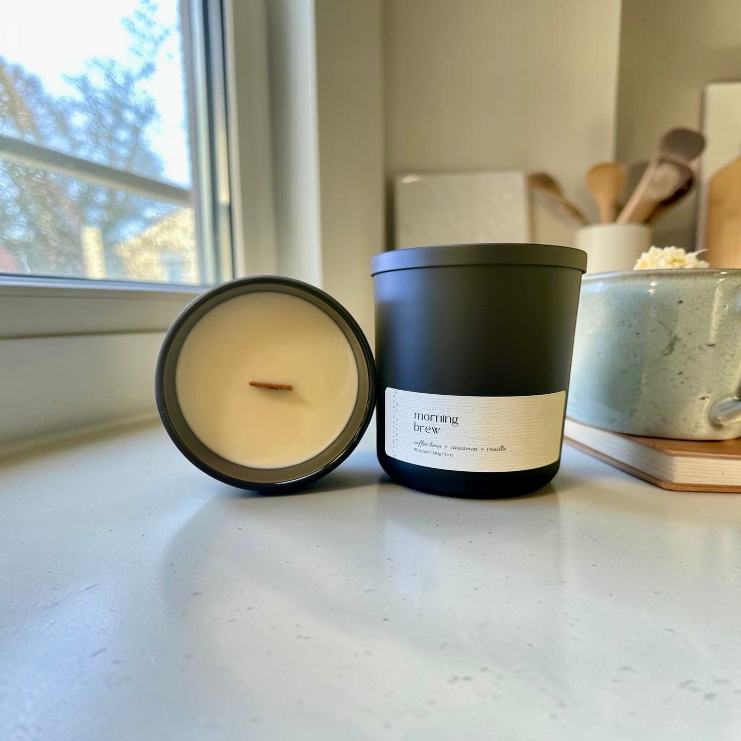 Luxe Glow Black Glass Candle 12oz