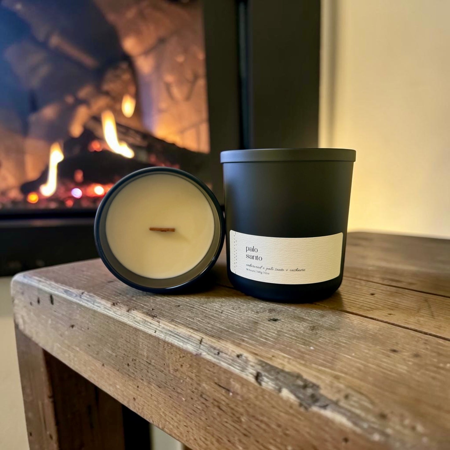 Luxe Glow Black Glass Candle 12oz