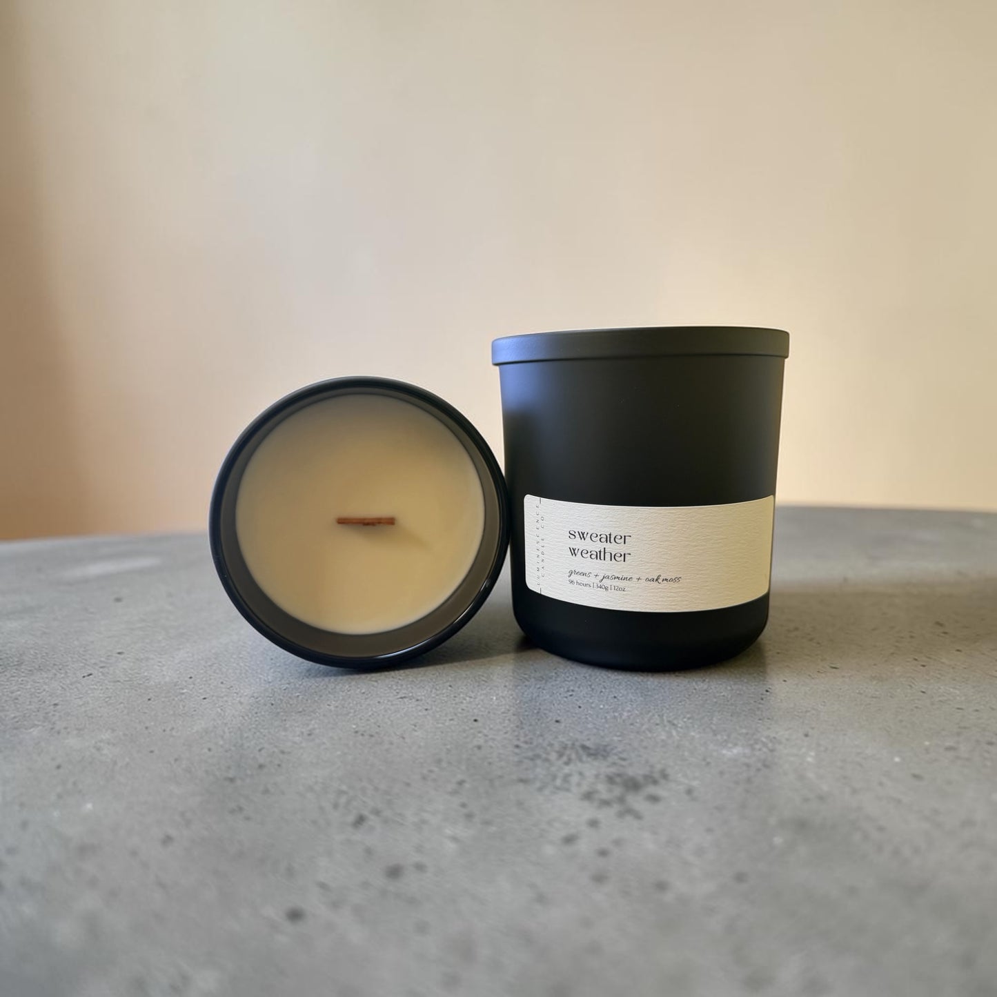 Luxe Glow Black Glass Candle 12oz